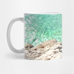 Abstract coastline photography: rocky Croatian beach Mug